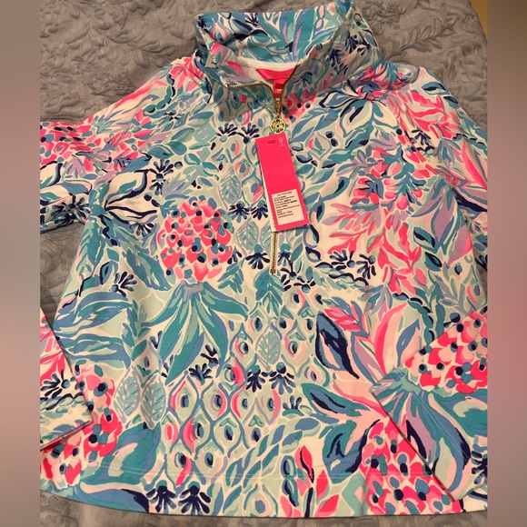 Lilly Pulitzer Skipper Cropped Popover In Zanzibar Blue Party Princess NEW🔥 - Picture 2 of 8